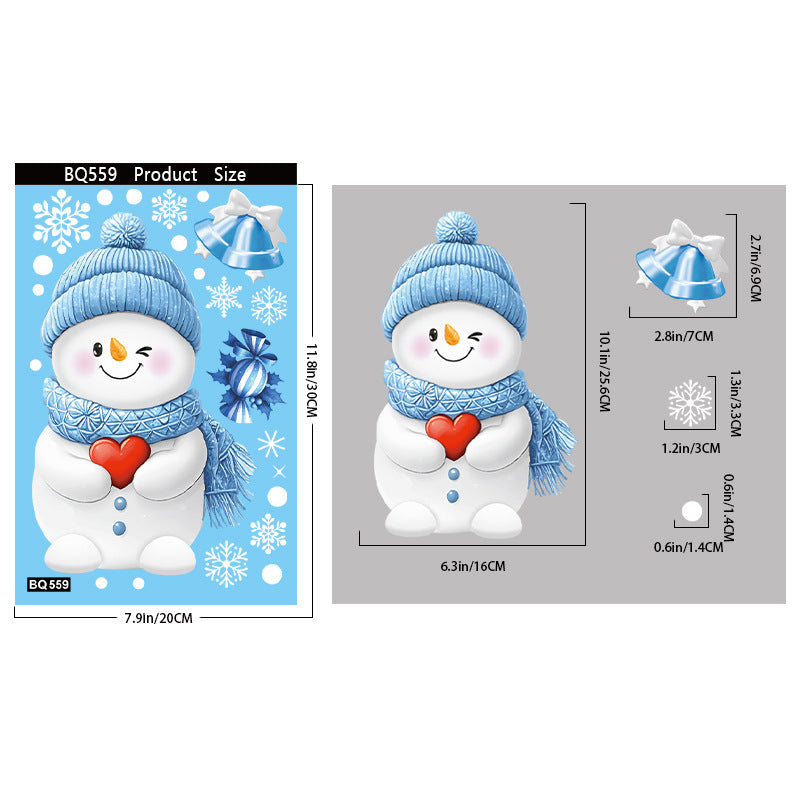 Reusable & Removable Christmas Window Decorations | Snowman Stickers | Double Sided Xmas Scene Window Clings for Glass Window Decals